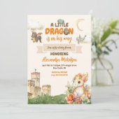 Schattigee Waterverf Dragon Baby shower Kaart (Staand voorkant)