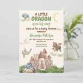 Schattigee Waterverf Dragon Baby shower Kaart (Staand voorkant)