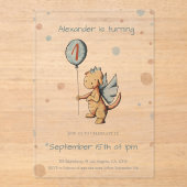 Schattigee Waterverf Dragon Balloon eerste verjaar Acryl Uitnodigingen (Voorkant)