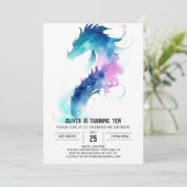 Schattigee Waterverf Dragon Fantasy Verjaardag Kaart (Staand voorkant)