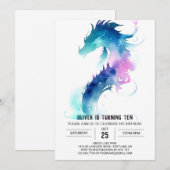 Schattigee Waterverf Dragon Fantasy Verjaardag Kaart (Voorkant / Achterkant)