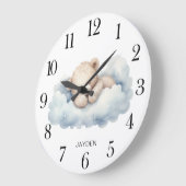 Schattigee Waterverf Dreaming Teddy Bear gepersona Grote Klok (Hoek)