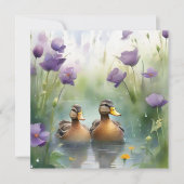 Schattigee Waterverf Duck N Wildflower Blank Kaart (Voorkant)