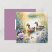 Schattigee Waterverf Duck N Wildflower Blank Vakan Feestdagenkaart (Voorkant / Achterkant)