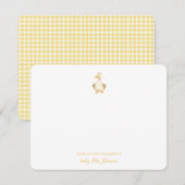 Schattigee waterverf Duck Yellow Gingham Baby dank Bedankkaart (Voorkant / Achterkant)