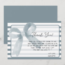 Schattigee Waterverf Dusty Blue Bow Baby shower