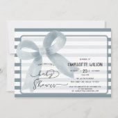 Schattigee Waterverf Dusty Blue Bow Baby shower Kaart (Voorkant)