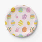 Schattigee Waterverf Easter Painted Egg Pattern Pi Papieren Bordje (Voorkant)