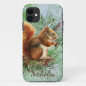 Schattigee Waterverf Eekhoorn Animal Custom Name Case-Mate iPhone Case (Achterkant)