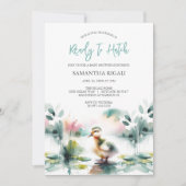 Schattigee Waterverf eend baby jongen douche Kaart (Voorkant)