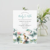 Schattigee Waterverf eend baby jongen douche Kaart (Staand voorkant)