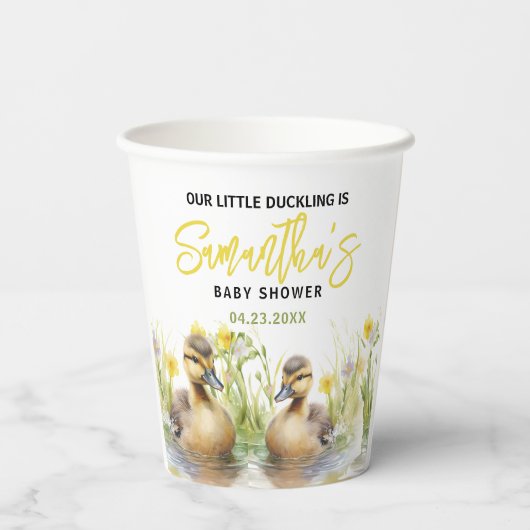 Schattigee Waterverf eend baby jongen douche Papieren Bekers (Achterkant)