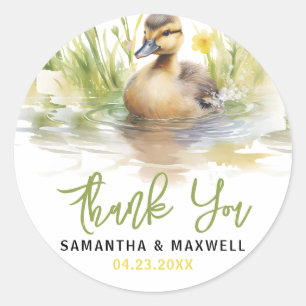 Schattigee Waterverf eend baby jongen douche Ronde Sticker