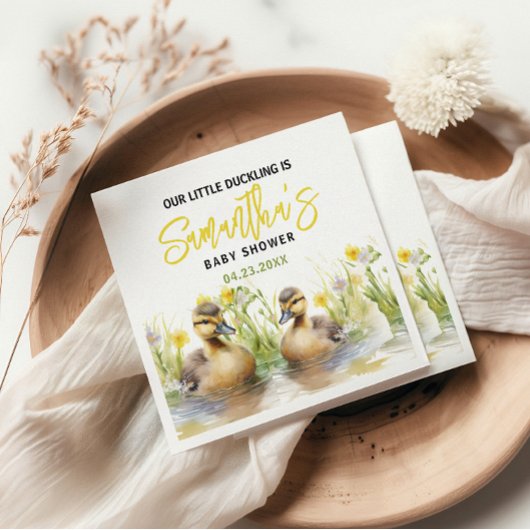 Schattigee Waterverf eend baby jongen douche Servet