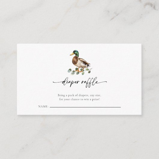 Schattigee Waterverf Eend Baby shower Luier Raffle Informatiekaartje (Voorkant)