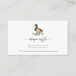 Schattigee Waterverf Eend Baby shower Luier Raffle Informatiekaartje