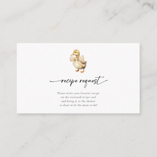 Schattigee Waterverf Eend Baby shower Recept Aanvr Informatiekaartje (Voorkant)