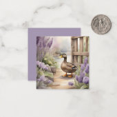 Schattigee Waterverf eend n lavendel blank Notitiekaartje (Voorkant / Achterkant in situ)