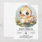 Schattigee Waterverf eend Verjaardag Kaart (Voorkant / Achterkant)