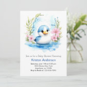 Schattigee Waterverf Eend Wildflower Boy Baby show Kaart (Staand voorkant)