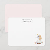 Schattigee waterverf Eenhoorn Baby meisje Bedankkaart (Voorkant / Achterkant)