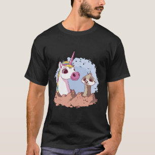 Schattigee Waterverf Eenhoorn en Meerkat Kleurrijk T-shirt