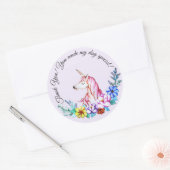 Schattigee Waterverf Eenhoorn met Bloemen Ronde Sticker (Envelop)