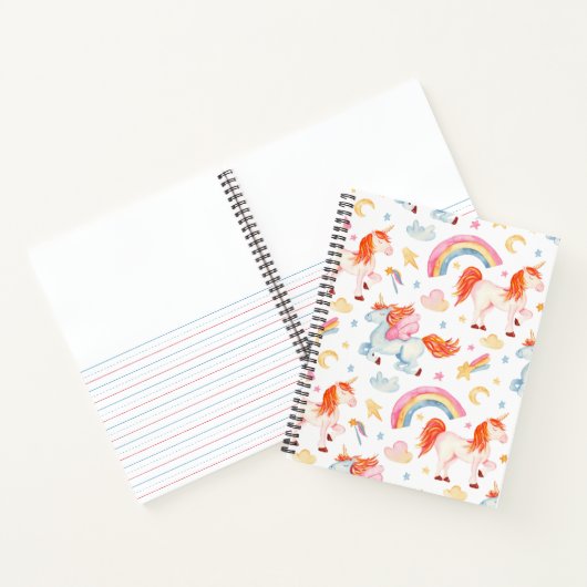 Schattigee Waterverf Eenhoorn Primary Composition Notitieboek (Binnen)