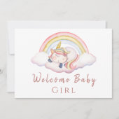 Schattigee Waterverf Eenhoorn Rainbow Welkom Baby Kaart (Voorkant)