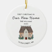 Schattigee Waterverf Eerste Kerstmis Nieuw Huis Keramisch Ornament (Voorkant)