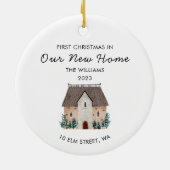 Schattigee Waterverf Eerste Kerstmis Nieuw Huis Keramisch Ornament (Achterkant)