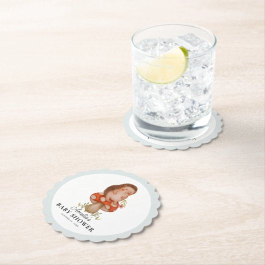 Schattigee Waterverf egel blauw Baby shower Kartonnen Onderzetters (Insitu)