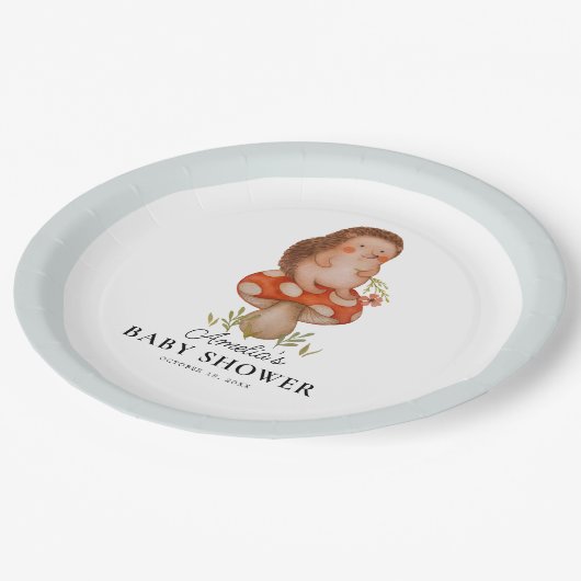 Schattigee Waterverf egel blauw Baby shower Papieren Bordje (Gekanteld)