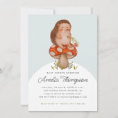 Schattigee Waterverf egel op een paddenstoel Baby  Kaart (Voorkant)