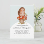 Schattigee Waterverf egel op een paddenstoel Baby  Kaart (Staand voorkant)