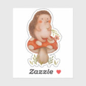 Schattigee Waterverf egel op een paddenstoel Sticker (Vel)