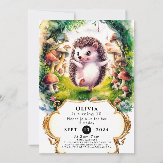 Schattigee Waterverf egel Verjaardag Kaart (Voorkant)