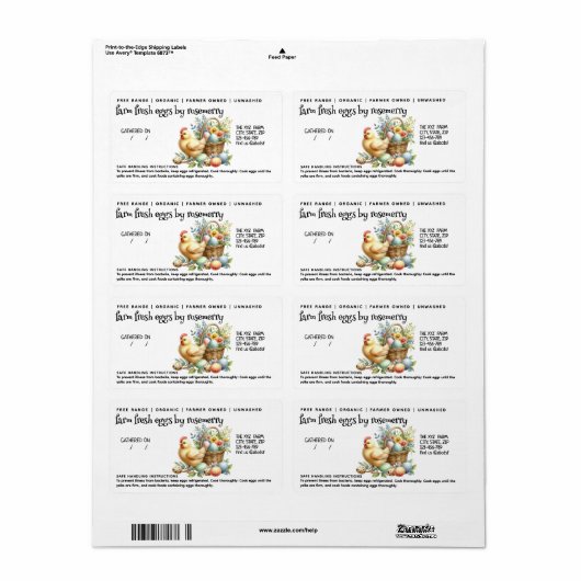 Schattigee Waterverf Eierkarton Etiket (Full Sheet)