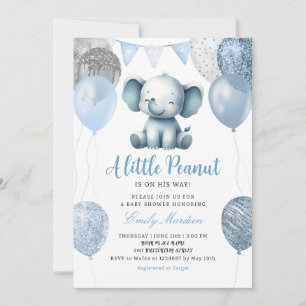 Schattigee waterverf Elephant Boy Balloons Baby sh Kaart