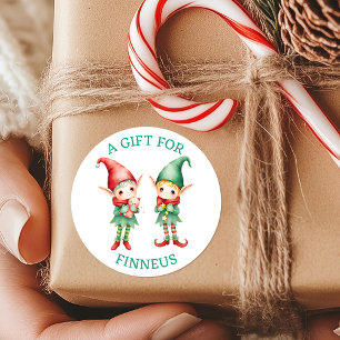 Schattigee Waterverf Elfen van en naar Kerst Ronde Sticker