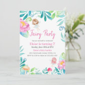 Schattigee Waterverf Fairy Garden Verjaardagsfeest Kaart (Staand voorkant)