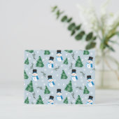 Schattigee Waterverf feestelijke sneeuwpatroon Feestdagenkaart (Staand voorkant)