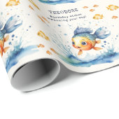 Schattigee Waterverf Fish Kids Verjaardag Wrapping Cadeaupapier (Rol Hoek)