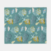 Schattigee Waterverf Fish Shells Koraal Fleece Dek Deken (Voorkant (Horizontaal))