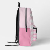 Schattigee Waterverf Flamingo Monogram Roze Streep Bedrukte Rugzak (Links)