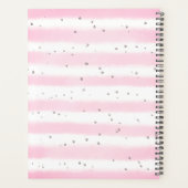 Schattigee Waterverf Flamingo Monogram Roze Streep Planner (Achterkant)