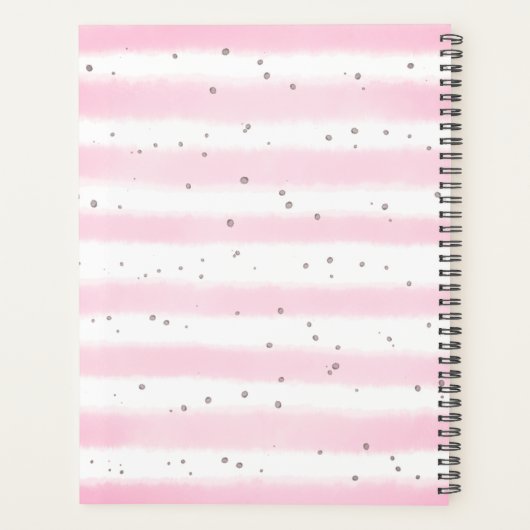 Schattigee Waterverf Flamingo Monogram Roze Streep Planner (Achterkant)