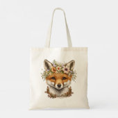 Schattigee Waterverf Floral Baby Fox Tote Bag (Achterkant)