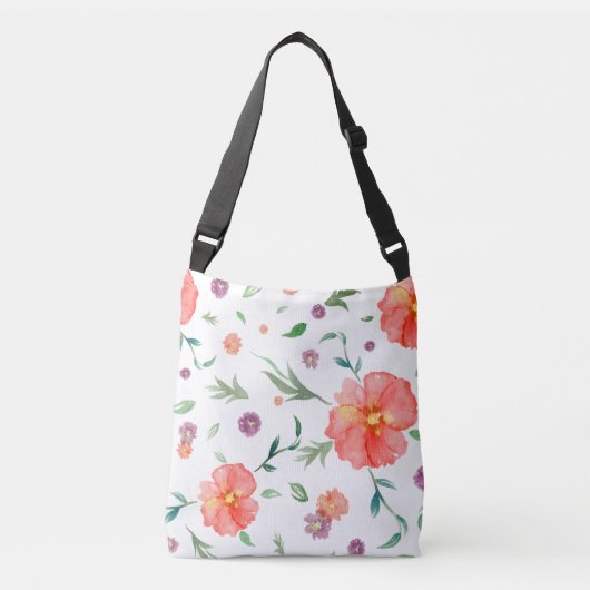 Schattigee Waterverf Floral Bag voor dagelijks geb Crossbody Tas (Voorkant)