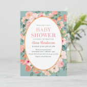 Schattigee waterverf floral boho chic meisje baby  kaart (Staand voorkant)